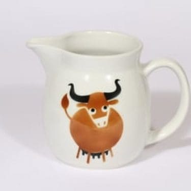 Arabia Heluna kaadin, 1 l, suunnittelija Anja Juurikkala, 1 l, puhalluskoriste, lehmäaihe, retro