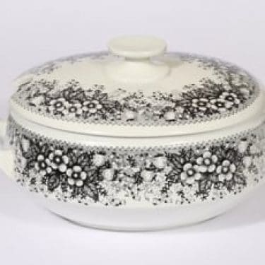 Arabia Talvikki liemikulho, mustavalkoinen, suunnittelija Raija Uosikkinen, serikuva