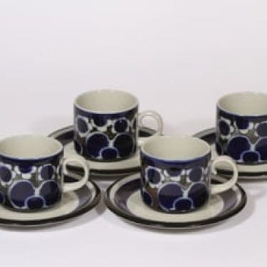 Arabia Saara teekupit, 20 cl, 4 kpl, suunnittelija Anja Jaatinen-Winquist, 20 cl, erikoiskoriste, retro