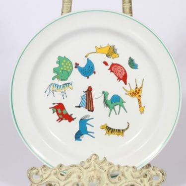 Arabia Zoo lasten lautanen, matala, suunnittelija Anja Juurikkala, matala, serikuva