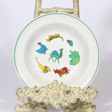 Arabia Zoo lasten lautanen, syvä, suunnittelija Anja Juurikkala, syvä, serikuva