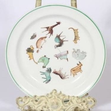 Arabia Zoo lasten lautanen, matala, suunnittelija Anja Juurikkala, matala, serikuva