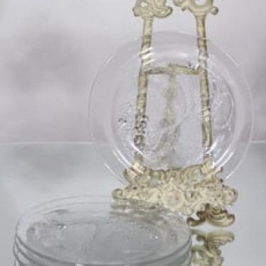 Nuutajärvi Pioni lautaset, kirkas, 6 kpl, suunnittelija Oiva Toikka, pieni