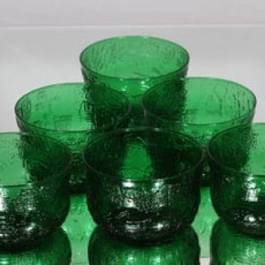 Nuutajärvi Fauna jälkiruokakulhot, vihreä, 6 kpl, suunnittelija Oiva Toikka,