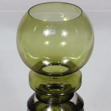 Riihimäen lasi Ella maljakko, oliivinvihreä, suunnittelija Nanny Still,