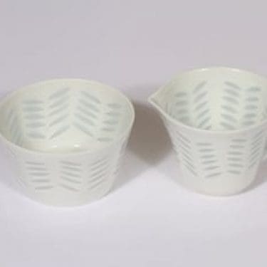 Arabia FK sokerikko ja kermakko, riisiposliini, suunnittelija Friedl Holzer-Kjellberg, riisiposliini, massasigneerattu