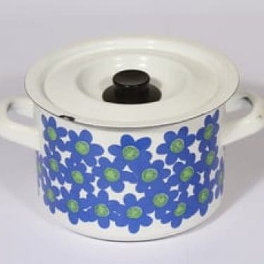 Finel Sinivuokko kattila, 2 l, suunnittelija Esteri Tomula, 2 l, serikuva, retro