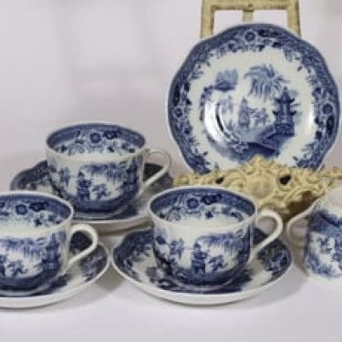 Arabia Singapore teekupit, sininen, 4 kpl, suunnittelija , kuparipainokoriste