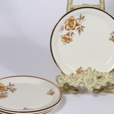 Arabia Myrna leivoslautaset, 5 kpl, suunnittelija Olga Osol, serikuva, kukka-aihe