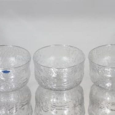 Nuutajärvi Fauna jälkiruokakulhot, kirkas, 3 kpl, suunnittelija Oiva Toikka,