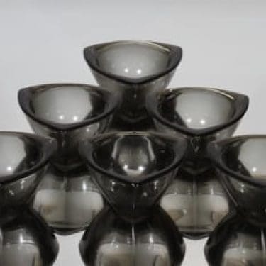 Nuutajärvi Häränsilmä tuhka-astiat, harmaa, 6 kpl, suunnittelija Kaj Franck, pieni