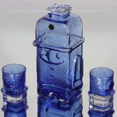 Riihimäen lasi Pikku-Matti karahvi ja lasit, 5 cl, 2 kpl, suunnittelija Helena Tynell, 5 cl