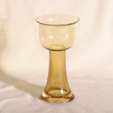 Riihimäen lasi Lotus maljakko, amber, suunnittelija Nanny Still,