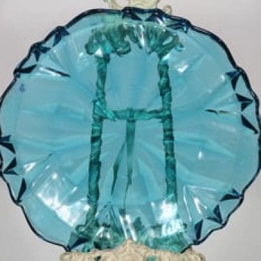 Riihimäen lasi Pohjantähti vati, turkoosi, suunnittelija Helena Tynell,