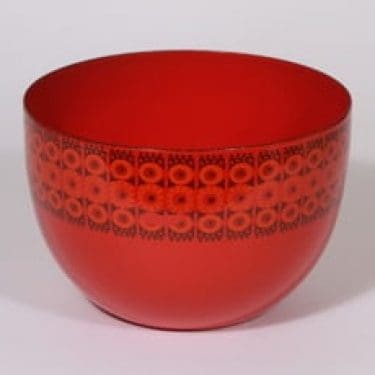 Finel Kehrä kulho, punainen, suunnittelija Raija Uosikkinen, serikuva, retro