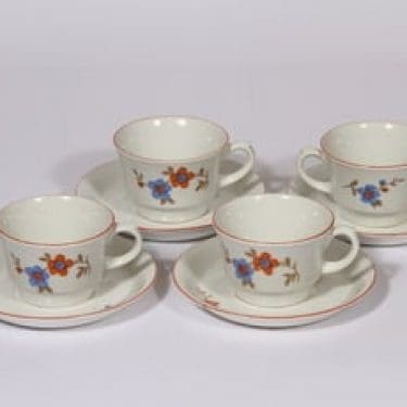 Arabia SP kahvikupit, kukkakuvio, 4 kpl, suunnittelija , kukkakuvio, siirtokuva, kukka-aihe