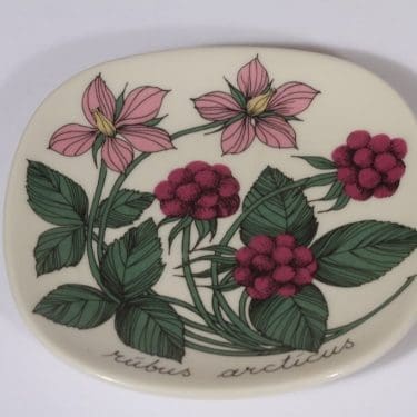 Arabia Botanica koristelautanen, Mesimarja, suunnittelija Esteri Tomula, Mesimarja, pieni, serikuva