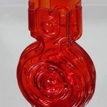 Riihimäen lasi Aitanlukko maljakko, punainen, suunnittelija Helena Tynell,