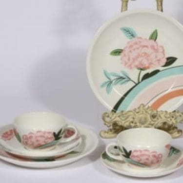 Arabia China tea teekupit, 2 kpl, suunnittelija Dorrit von Fieandt, serikuva, kukka-aihe