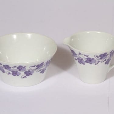 Arabia Viola sokerikko ja kermakko, suunnittelija Raija Uosikkinen, serikuva