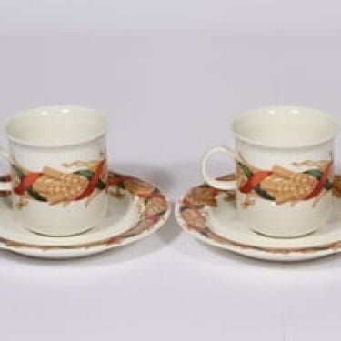 Arabia KS Arctica kahvikupit, 2 kpl, suunnittelija Raimo Ranta, serikuva, jouluaihe