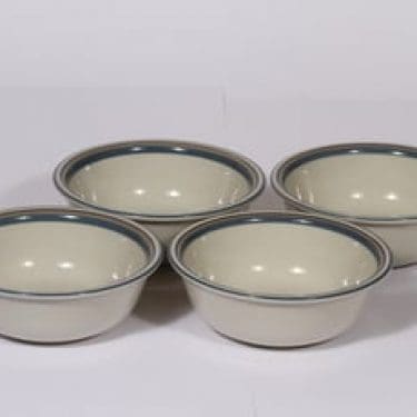 Arabia Uhtua lautaset, syvä, 4 kpl, suunnittelija Inkeri Leivo, syvä, pieni, raitakoriste