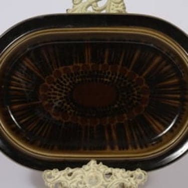 Arabia Kosmos vati, ruskea, suunnittelija Gunvor Olin-Grönqvist, soikea, puhalluskoriste, retro