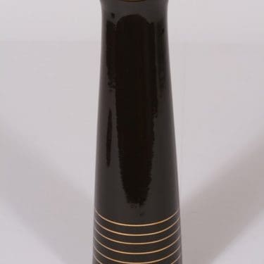 Arabia maljakko, musta, suunnittelija , kultaraita, funktionalismi