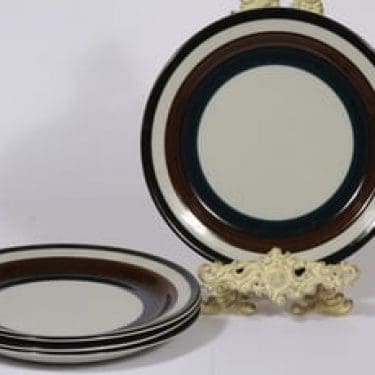 Arabia Kaira lautaset, 4 kpl, suunnittelija Anja Jaatinen-Winquist, matala, raitakoriste