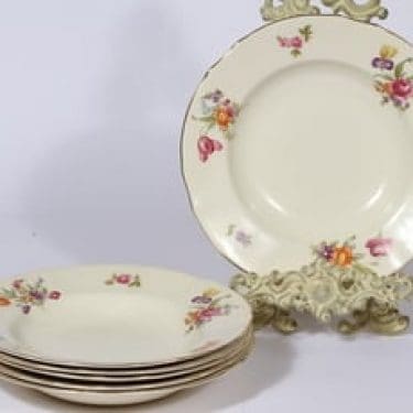 Arabia Kesäkukka lautaset, 6 kpl, suunnittelija , syvä, siirtokuva, kukka-aihe