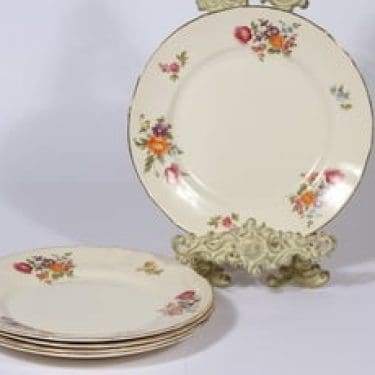 Arabia Kesäkukka lautaset, 5 kpl, suunnittelija , matala, siirtokuva, kukka-aihe