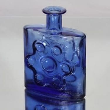 Riihimäen lasi Paukkurauta koristepullo, sininen, suunnittelija Erkkitapio Siiroinen,