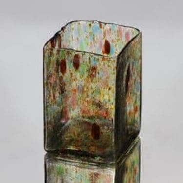 Nuutajärvi Tahiti maljakko, suunnittelija Oiva Toikka, pieni, kirjava