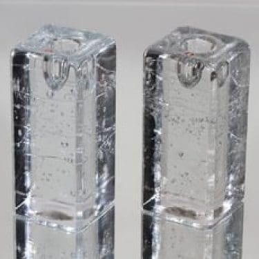 Iittala Arkipelago kynttilänjalat, kirkas, 2 kpl, suunnittelija Timo Sarpaneva, massiivinen