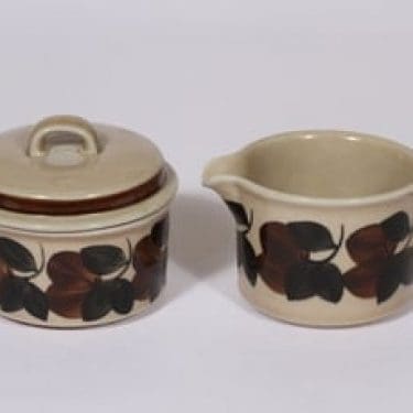 Arabia Ruija sokerikko ja kermakko, käsinmaalattu, suunnittelija Raija Uosikkinen, käsinmaalattu