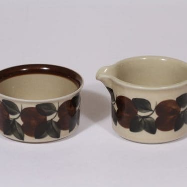 Arabia Ruija sokerikko ja kermakko, käsinmaalattu, suunnittelija Raija Uosikkinen, käsinmaalattu