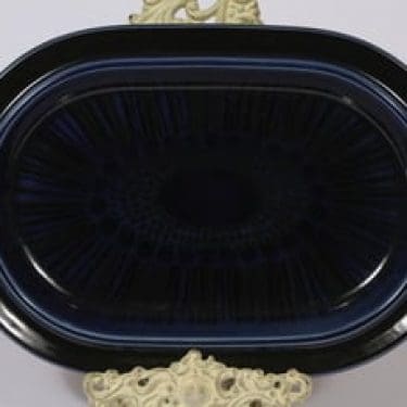 Arabia Kosmos vati, sininen, suunnittelija Gunvor Olin-Grönqvist, soikea, puhalluskoriste