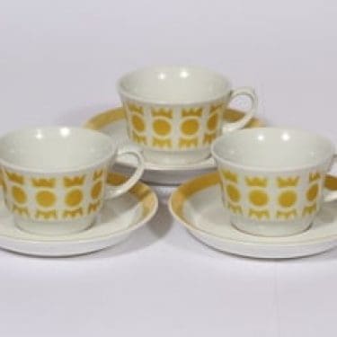 Arabia Salla kahvikupit, keltainen, 3 kpl, suunnittelija , puhalluskoriste