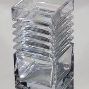 Riihimäen lasi Harmonikka maljakko, kirkas, suunnittelija Tamara Aladin, massiivinen