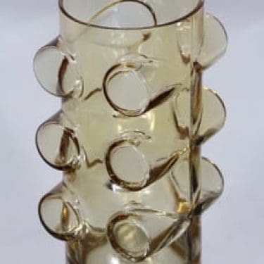 Riihimäen lasi Pablo maljakko, amber, suunnittelija Erkkitapio Siiroinen,