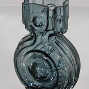 Riihimäen lasi Aitanlukko maljakko, siniharmaa, suunnittelija Helena Tynell,