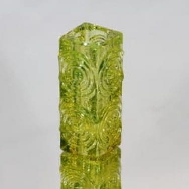 Riihimäen lasi Rengas kääntömaljakko, keltainen, suunnittelija Tamara Aladin, pieni