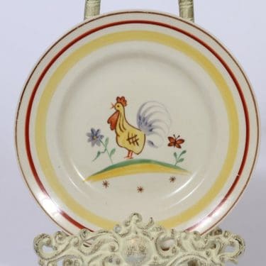 Arabia FF lasten lautanen, käsinmaalattu, suunnittelija , käsinmaalattu, kana-aihe