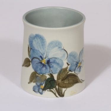 Arabia Kukka maljakko, käsinmaalattu, suunnittelija Hilkka-Liisa Ahola, käsinmaalattu, pieni, signeerattu, kukka-aihe