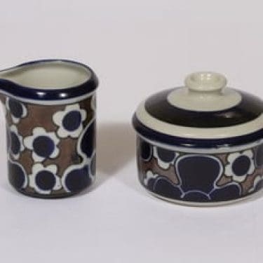 Arabia Saara sokerikko ja kermakko, suunnittelija Anja Jaatinen-Winquist, puhalluskoriste, retro