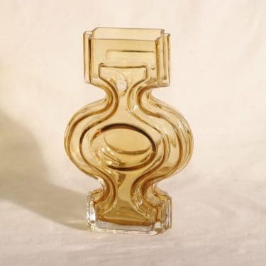 Riihimäen lasi Emma maljakko, amber, suunnittelija Helena Tynell,