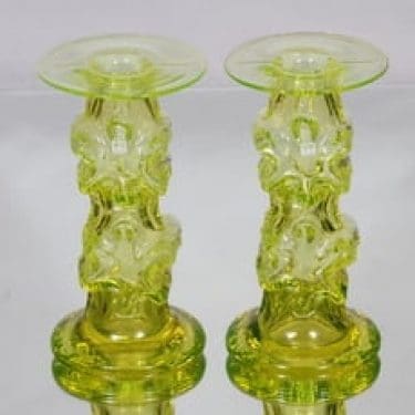 Riihimäen lasi Kasperi kynttilänjalat, signeerattu, 2 kpl, suunnittelija Erkkitapio Siiroinen, signeerattu