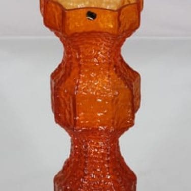 Riihimäen lasi Fenomena maljakko, oranssi, suunnittelija Nanny Still, suuri, retro