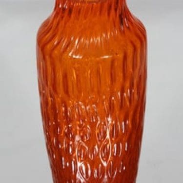 Riihimäen lasi 1433 maljakko, oranssi, suunnittelija Tamara Aladin, suuri, retro