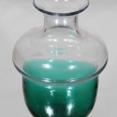 Riihimäen lasi Tammenterho maljakko, vihreä-kirkas, suunnittelija Helena Tynell,